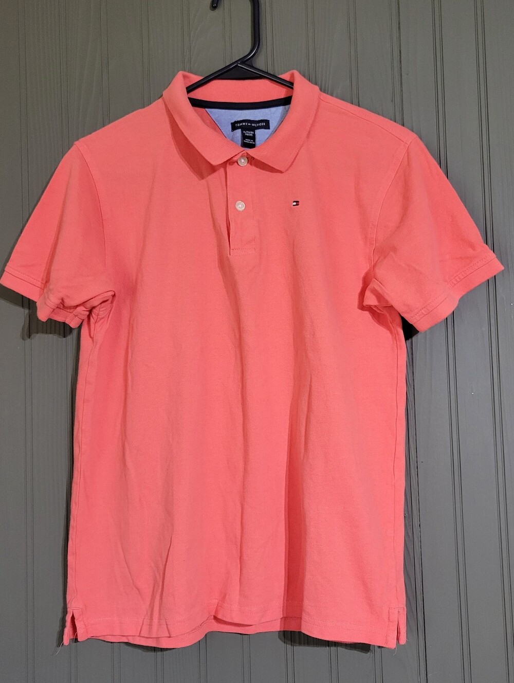 Tommy Hilfiger Short Sleeve Polo Shirt Textured Salmon Pink Youth Boys XL